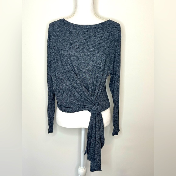 ASTR The Label Slate Blue Ribbed Long Sleeve Side Tie Knit Sweater, Size M, New - Picture 1 of 9